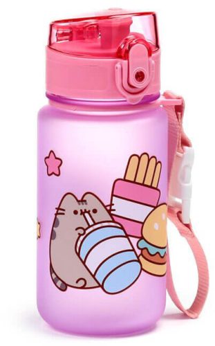 Pusheen kulacs 350 ml – cicás, rózsaszín, ínyenc Pusheen mintával, BPA mentes