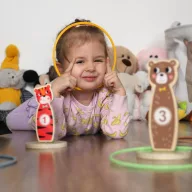 JátékTooky Toy állatos, fa karika dobáló játék
