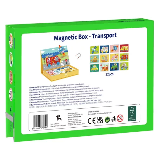 JátékTooky Toy mágneses fa puzzle készlet - járműves