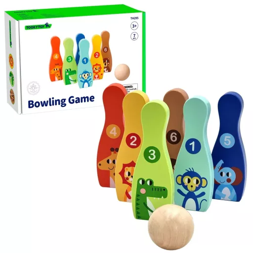 Tooky Toy fa bowling készlet 6 db labdával