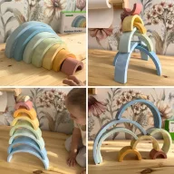 Tooky Toy fa montessori szivárványkirakó