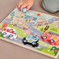 JátékTooky Toy magasított járműves puzzle