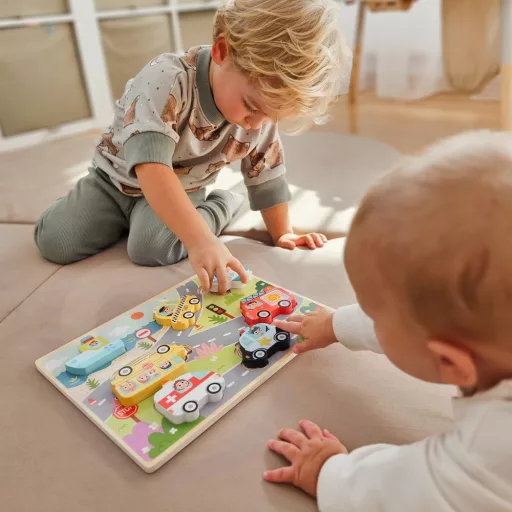 JátékTooky Toy magasított járműves puzzle