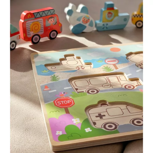 JátékTooky Toy magasított járműves puzzle