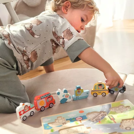 JátékTooky Toy magasított járműves puzzle