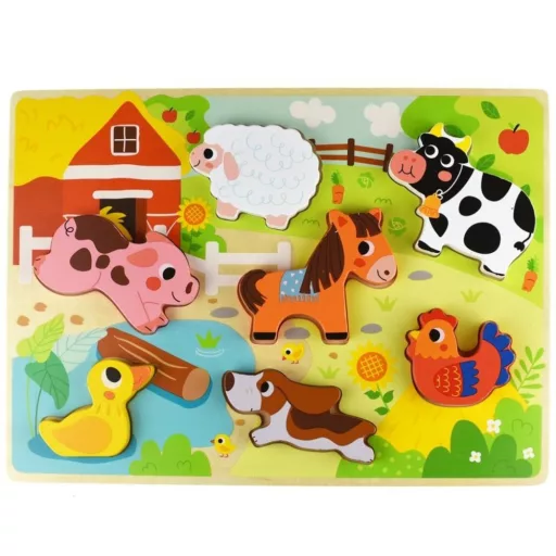 Tooky Toy fa magasított puzzle - farm
