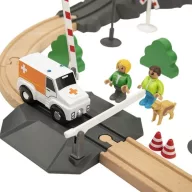   Tooky Toy 70 db-od fa vonatpálya készlet - tűzoltóállomás