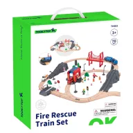  Tooky Toy 70 db-od fa vonatpálya készlet - tűzoltóállomás