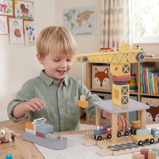 JátékTooky Toy fa kikötői daru készlet