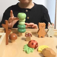   Tooky Toy 40 db-os fa erdei építőkészlet - tárolódobozzal és krétatáblával