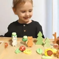   Tooky Toy 40 db-os fa erdei építőkészlet - tárolódobozzal és krétatáblával