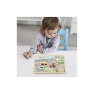 Tooky Toy  interaktív fa puzzle - járműhangokkal