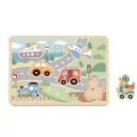 Tooky Toy  interaktív fa puzzle - járműhangokkal