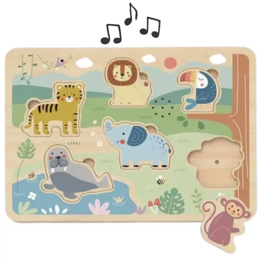 Tooky Toy  interaktív fa puzzle - állathangokkal
