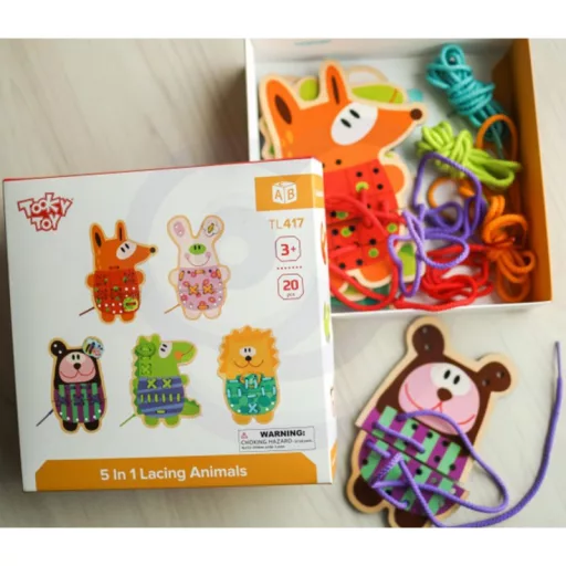 JátékTooky Toy állatos fűzőcske – fa oktatójáték