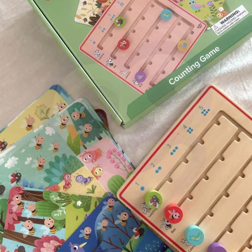 JátékTooky Toy állatos, fa számolós játék