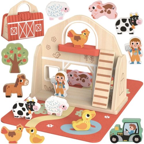 Tooky Toy fa farmjáték összecsukható böröndben