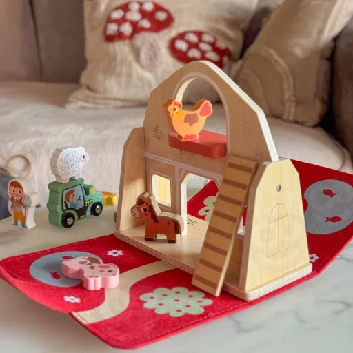 Tooky Toy fa farmjáték összecsukható böröndben