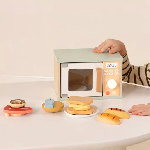 Tooky Toy fa játék mikrohullámú sütő kiegészítőkkel