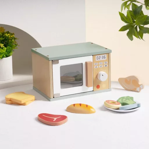Tooky Toy fa játék mikrohullámú sütő kiegészítőkkel