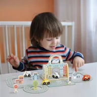 Tooky Toy hordozható város járművekkel 