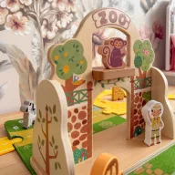 Tooky Toy hordozható állatkert járművekkel 