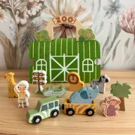 Tooky Toy hordozható állatkert járművekkel 