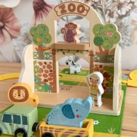 Tooky Toy hordozható állatkert járművekkel 