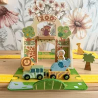 Tooky Toy hordozható állatkert járművekkel 