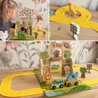 Tooky Toy hordozható állatkert járművekkel 