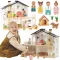 Tooky Toy fa babaház 20 db kiegészítővel és babacsaláddal 